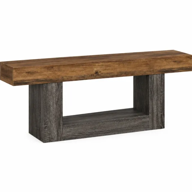 Prime Homely Prime Home Banktafel - Consoletafel - Entreetafel - 2 laags - U-vormig onderstel - Smal en lang - Hout - 160 x 30 x 82cm - Zwart en bruin Zwart met bruin