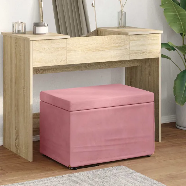 vidaXL Kruk Roze 61 x 41 x 40 cm Velvet en Gefabriceerd Hout, foto 2