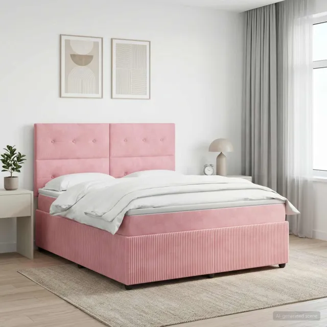 vidaXL LED Boxspring Bed met Matras Roze 200 x 200 cm Fluweel