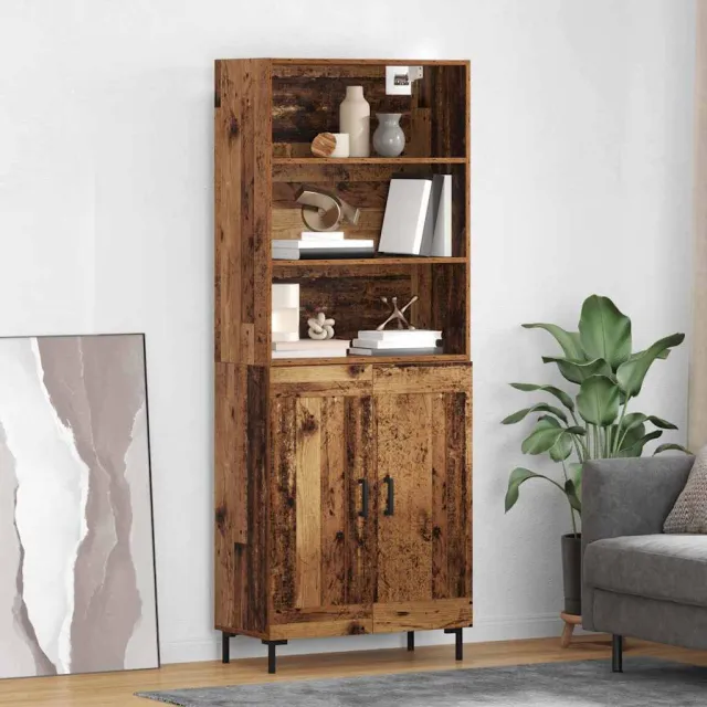 vidaXL Hoge kast Oudhout 69,5 x 34 x 180 cm Bewerkt hout bruin, foto 2