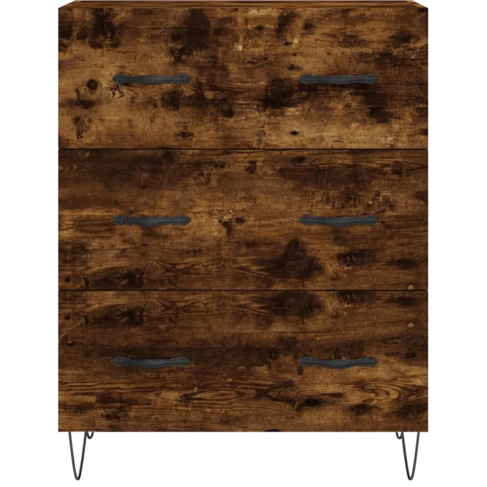 vidaXL Dressoir 69,5x34x90 cm bewerkt hout gerookt eikenkleurig