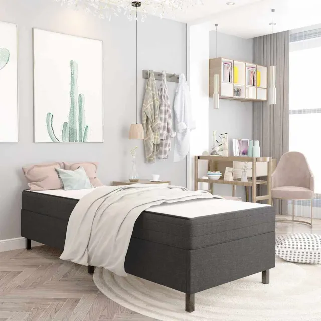 vidaXL Boxspring stof donkergrijs 100x200 cm