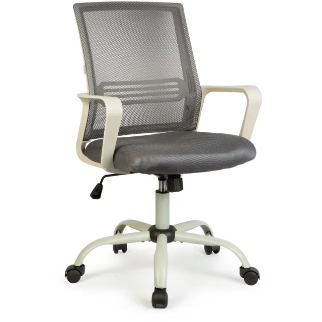 Bemada Bureaustoel Met Vaste Armleuningen – Ergonomische Draaistoel Met Gaslift En Vlindermechanisme – Mesh Rugleuning Met Gestoffeerde Zitting – Max. 150 Kg – Zwart [BMD1119B] Meerkleurig