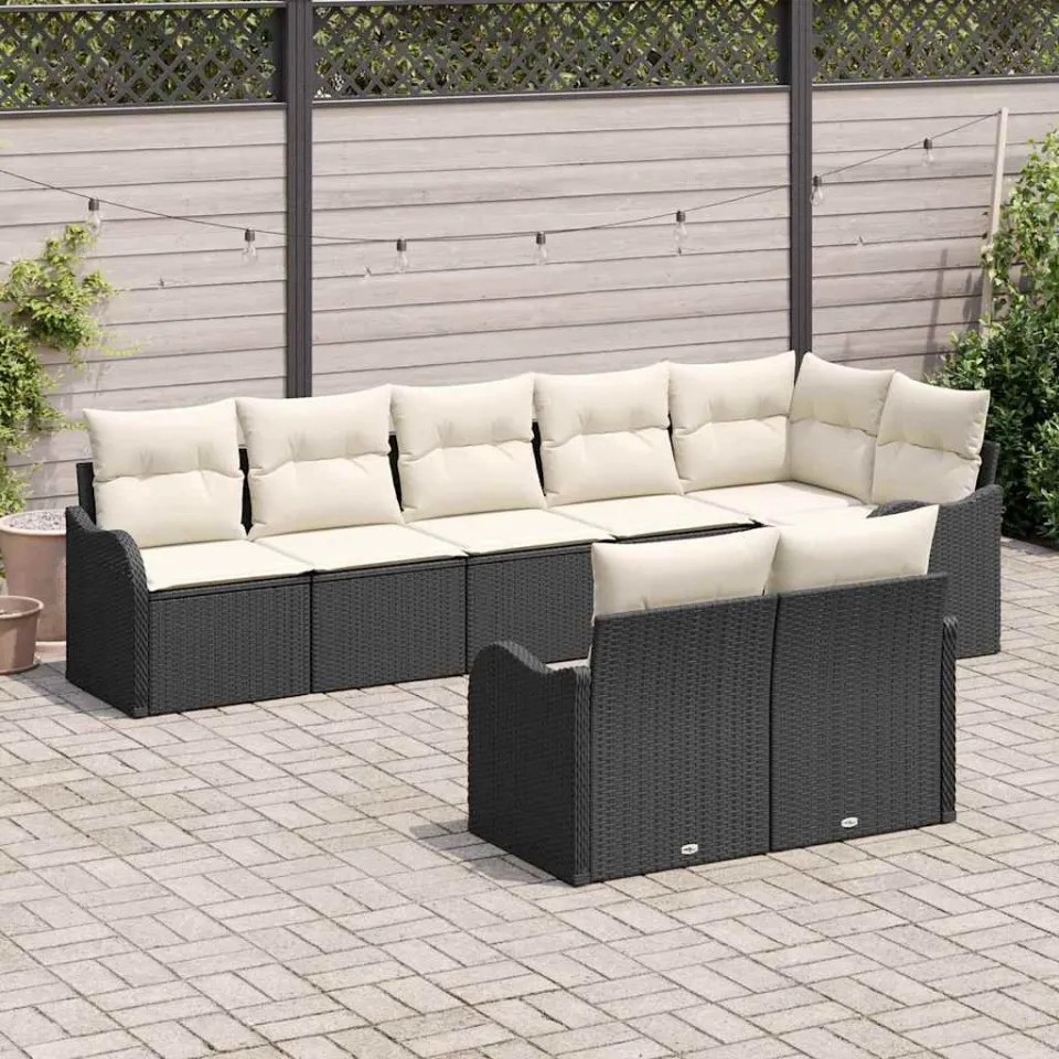 vidaXL Tuin Sofa Set 8 st Zwart en Wit poly rattan, foto 3