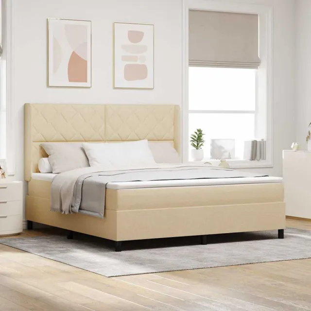 vidaXL Boxspringbed met kussen met hoofdeinde Crème 200 x 180 cm Stof