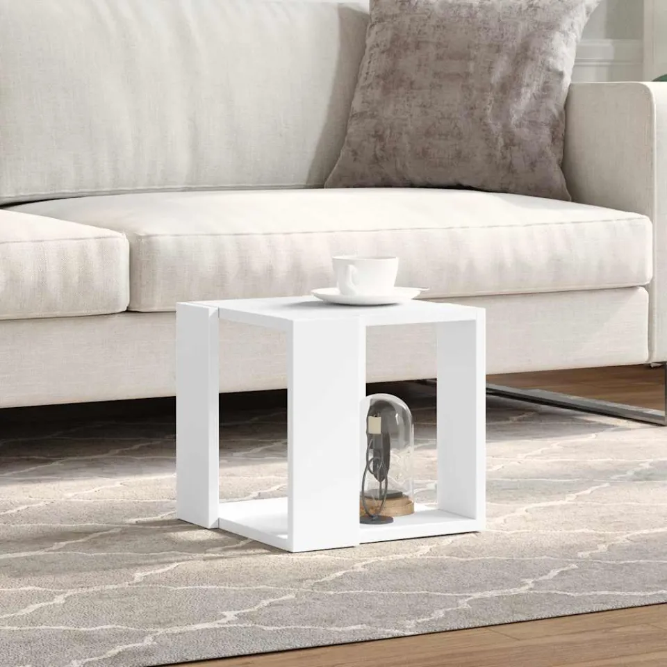 vidaXL Salontafel 32x32x30 cm bewerkt hout wit, foto 2