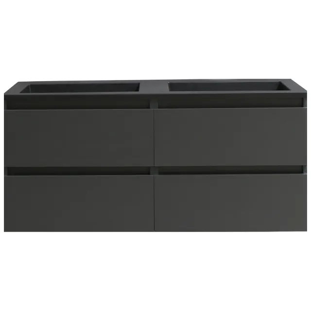 Boss & Wessing Badkamermeubel BWS Pepper Acryl Wastafel Mat Zwart Met 2 Kraangaten 120x55x46 cm Antraciet