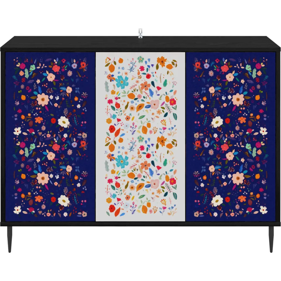 vidaXL Dressoir MAINZ Zwart eiken 102 x 33 x 76 cm Bewerkt hout, foto 4