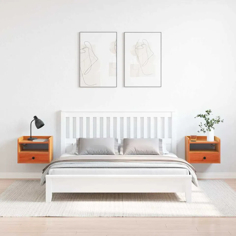 vidaXL Nachtkastje 2 st Wasbruin 38 x 36 x 29,5 cm Massief grenenhout bruin, foto 4