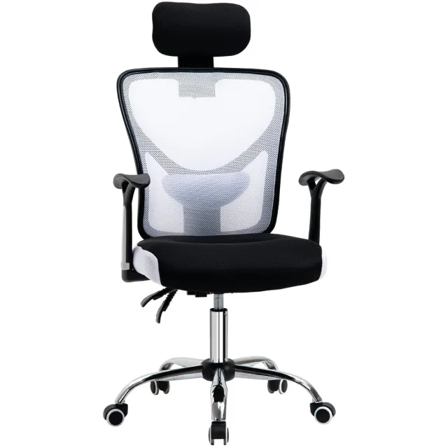 Innovastore Bureaustoel - Ergonomische bureaustoel - Bureaustoel Volwassen tot 120kg - Verstelbaar - Kantelbaar - Zwart - Wit
