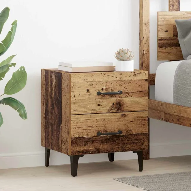 vidaXL Bed kast Oudhout 40 x 35 x 47,5 cm Bewerkt hout bruin, foto 2