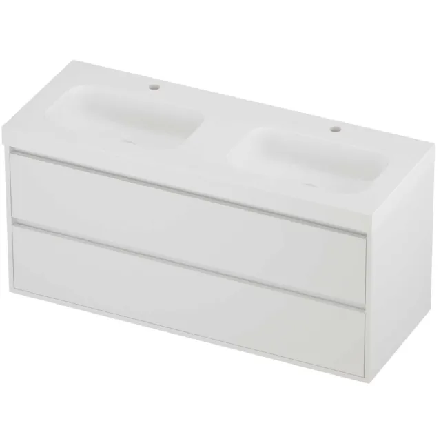 Proline Haga Badmeubelset Polystone Mezza 2 Gaten 120x46x58 cm Mat Wit Mat White