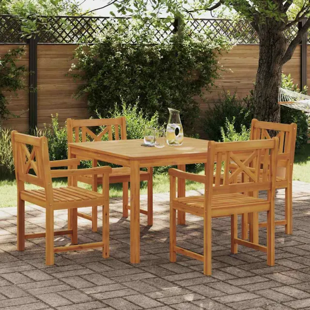 vidaXL Tuin eettafelset 5 st Bruin Massief acaciahout, foto 2