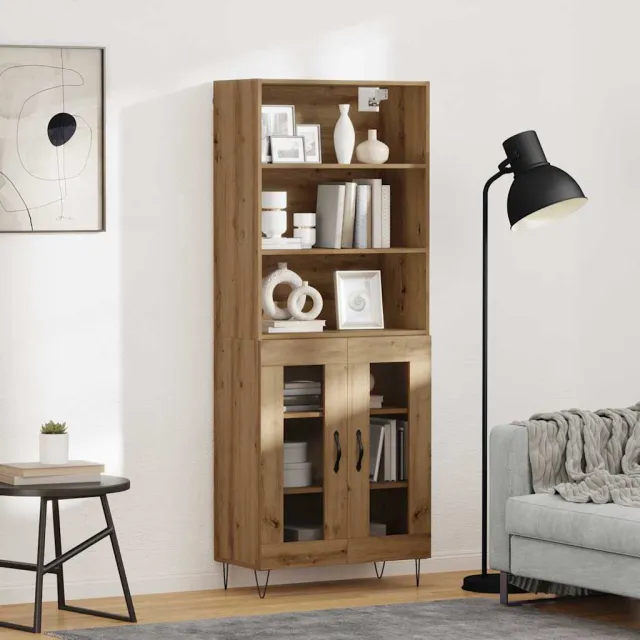 vidaXL Hoge kast 2 st Artisan Eiken 69,5 x 34 x 180 cm Bruin