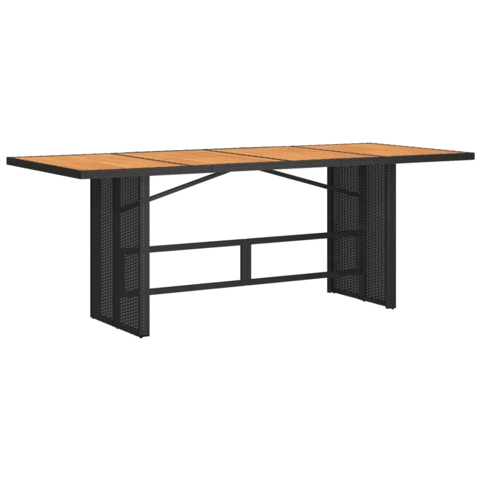 vidaXL Tuintafel met acaciahouten blad 190x80x75 cm poly rattan zwart