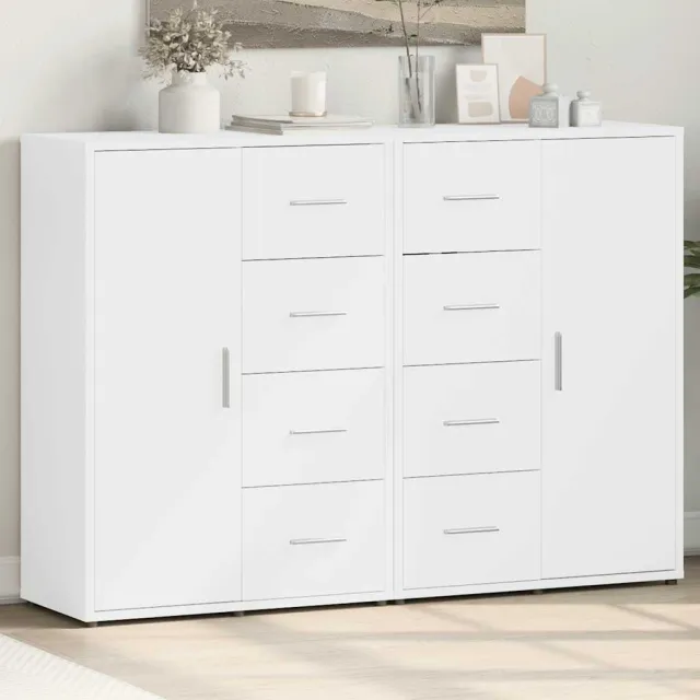 vidaXL Dressoirs 2 st 60x31x84 cm bewerkt hout wit