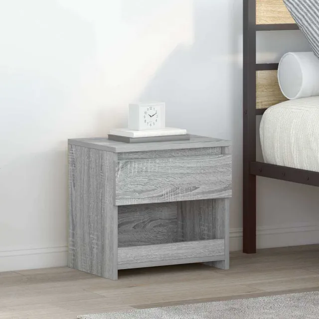 vidaXL Nachtkastje 40x30x39 cm bewerkt hout grijs sonoma eikenkleurig, foto 2