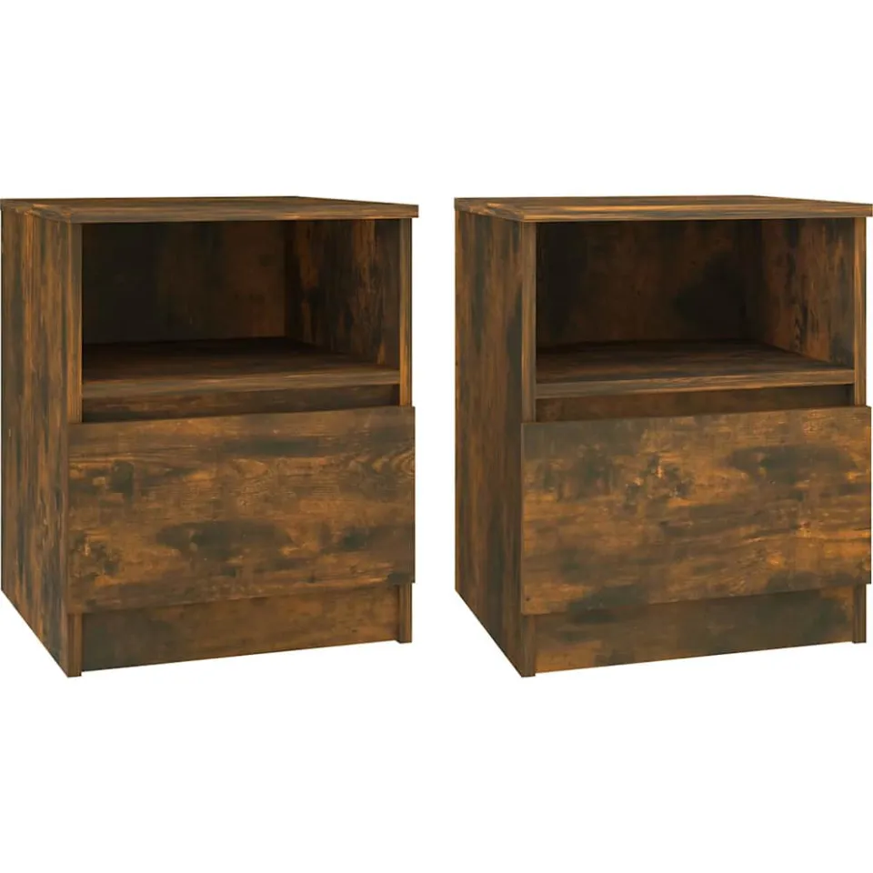 vidaXL Nachtkastjes 2 st 40x40x50 cm bewerkt hout gerookt eikenkleurig, foto 3