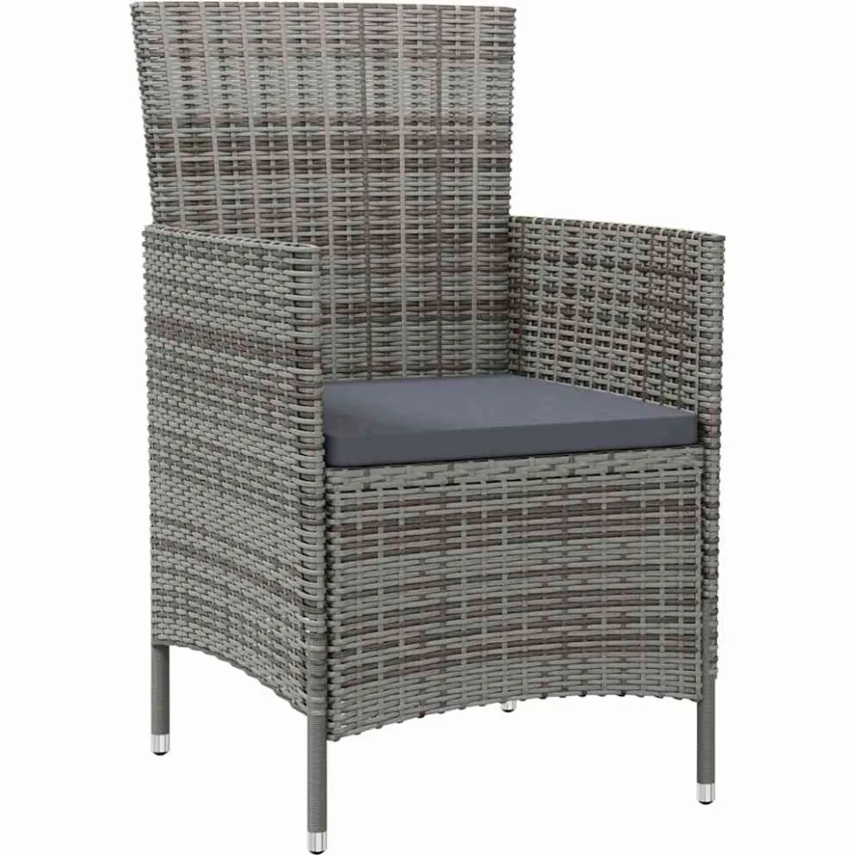 vidaXL 9-delige Tuinset met kussens poly rattan grijs