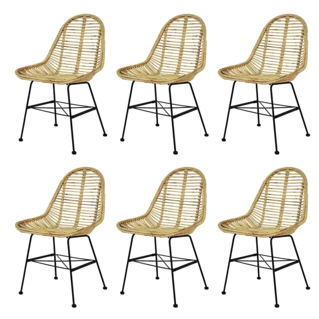 vidaXL Eetkamerstoelen rattan natuurlijk 6 st Beige