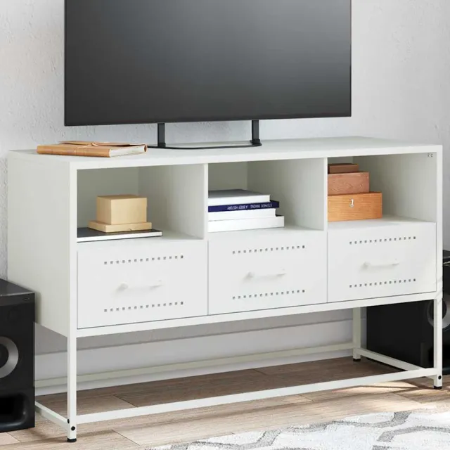 vidaXL Tv-meubel 100,5x39x60,5 cm staal wit, foto 2