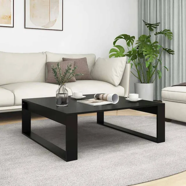 vidaXL Salontafel 100x100x35 cm bewerkt hout zwart, foto 2