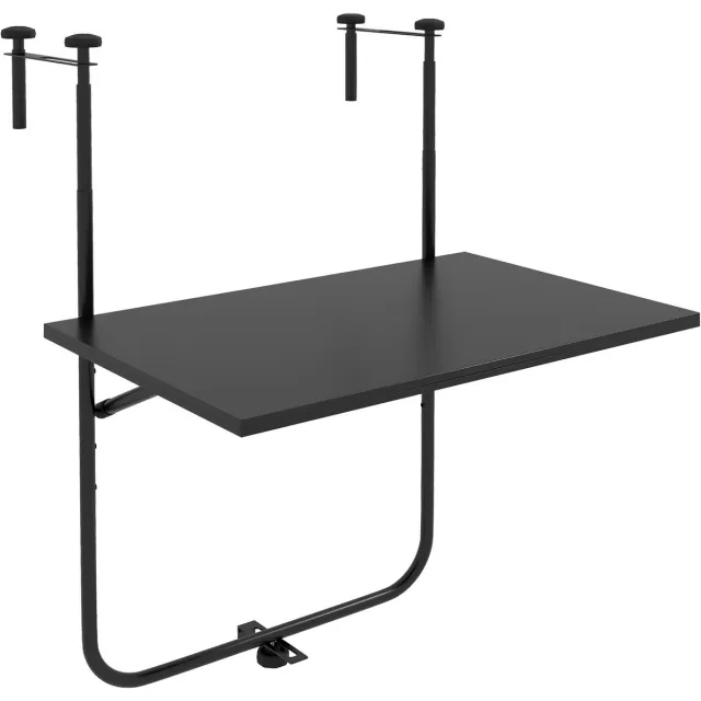 Outsunny inklapbare balkontafel met verstelbare klem - Hangtafel balkon - Leuningtafel - Terrastafel - Zwart Schwarz