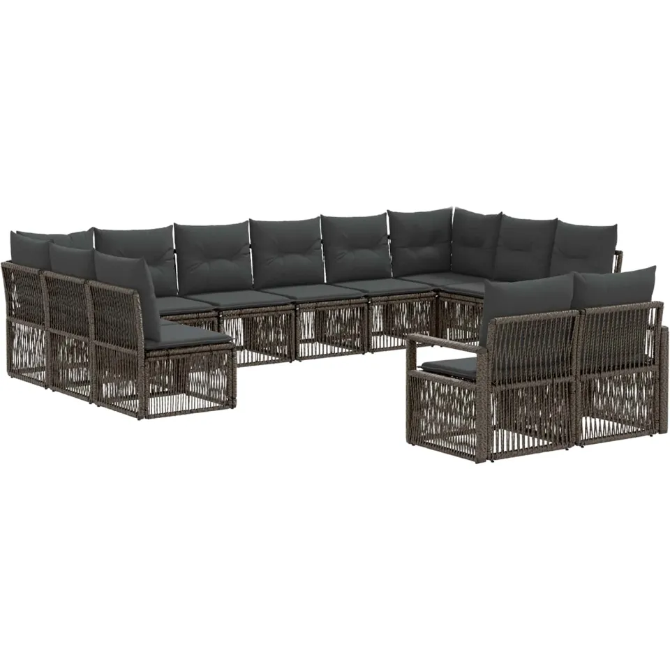vidaXL Tuinbankenset 12 st 12-zits Grijs poly rattan, foto 3