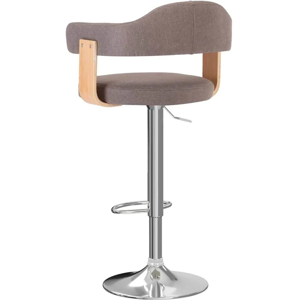 vidaXL Barkrukken 2 st gebogen hout en stof taupe, foto 3
