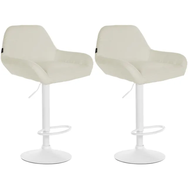 Luxe Comfort Barkruk - Set van 2 - Verstelbaar - Stof - Crème wit/creme