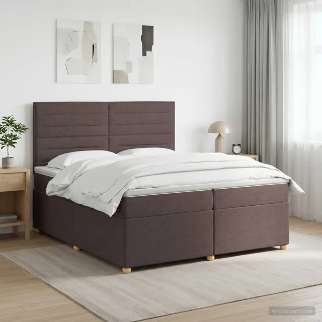 vidaXL Boxspringbed met matras Donkerbruin 200 x 200 cm Stof bruin