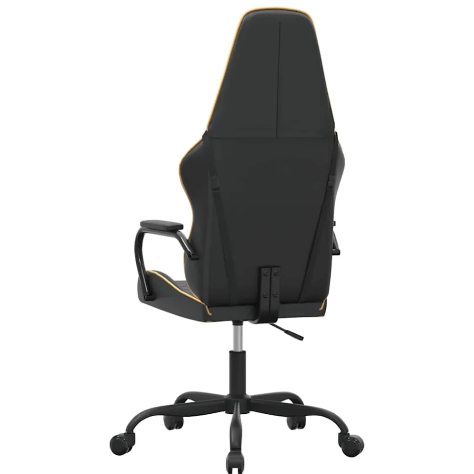 vidaXL Massage gamestoel kunstleer zwart en goudkleurig, foto 4
