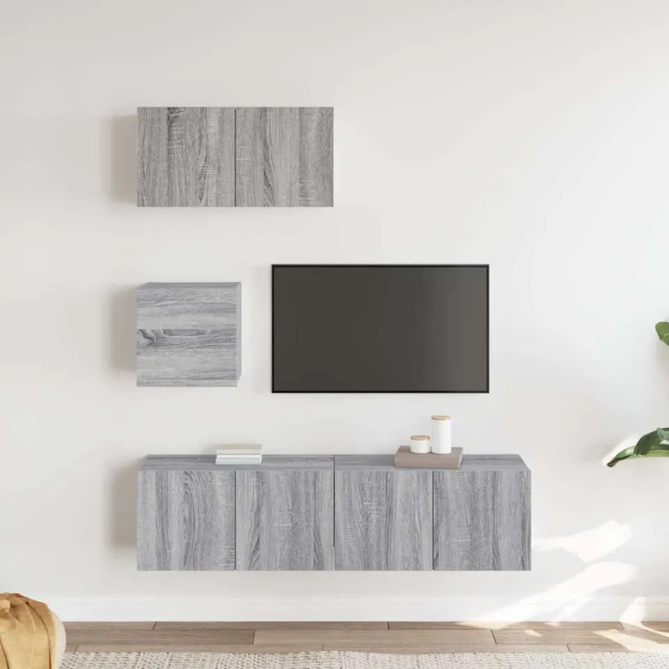 vidaXL 4-delige Tv-meubelset bewerkt hout grijs sonoma eikenkleurig, foto 3