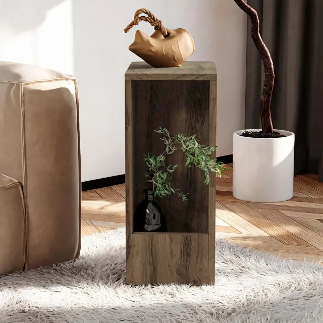 Bliss Skye Decor, Bijzettafel, Amon - Antique Walnut, Gemelamineerde spaanplaat, Antiek walnoot, 24,8 x 34,8 x 60 cm Antiek walnoothout