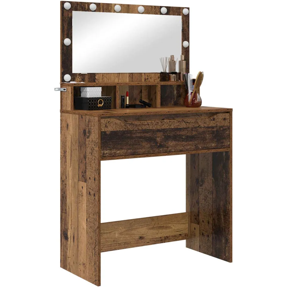 vidaXL Slaapkamer Kaptafels Oud hout 80 x 39,5 x 135 cm Bewerkt hout Bruin