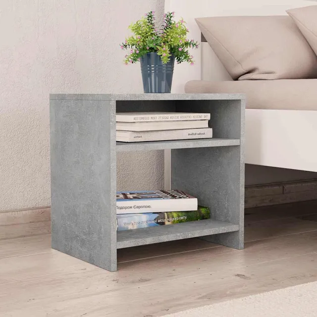 vidaXL Nachtkastjes 2 st 40x30x40 cm bewerkt hout betongrijs grijs, foto 2