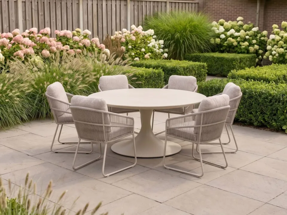 Suns Noli/Nova ø150cm dining tuinset 7-delig taupe, foto 4