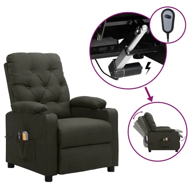 vidaXL Massagestoel elektrisch stof taupe