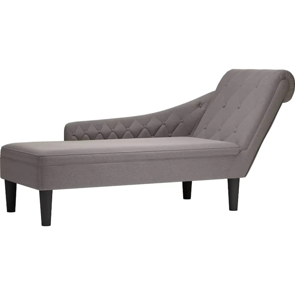 vidaXL Chaise longue met kussen en rechterarmleuning stof taupe