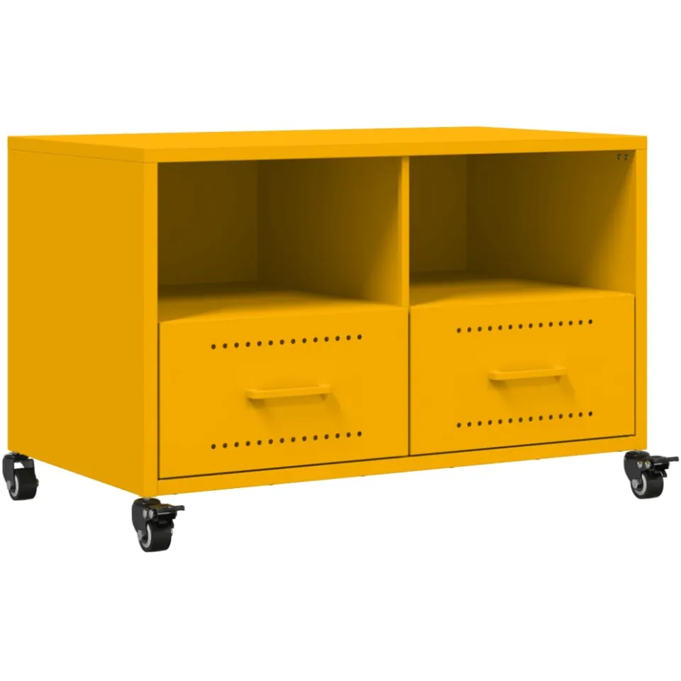 vidaXL Tv-meubel 68x39x43,5 cm staal mosterdgeel