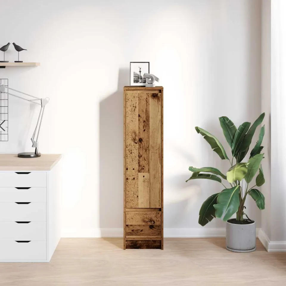vidaXL Hoge kast 29,5x34x119,5 cm bewerkt hout oud hout bruin, foto 3