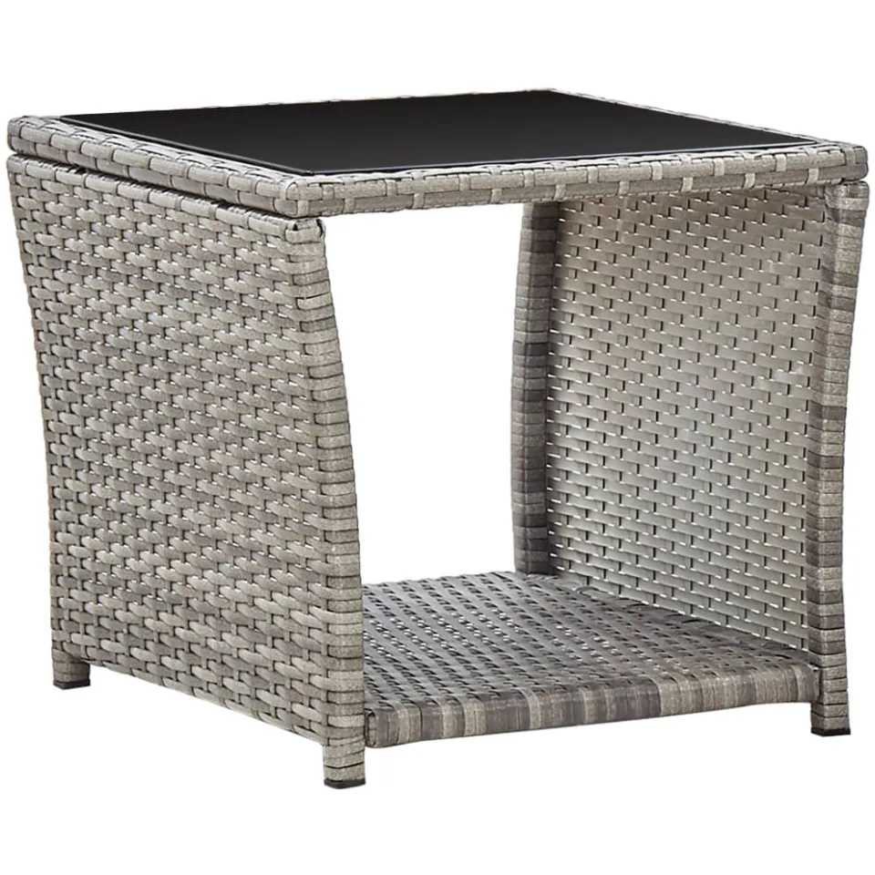 vidaXL 2-delige Tuinset met kussens poly rattan grijs