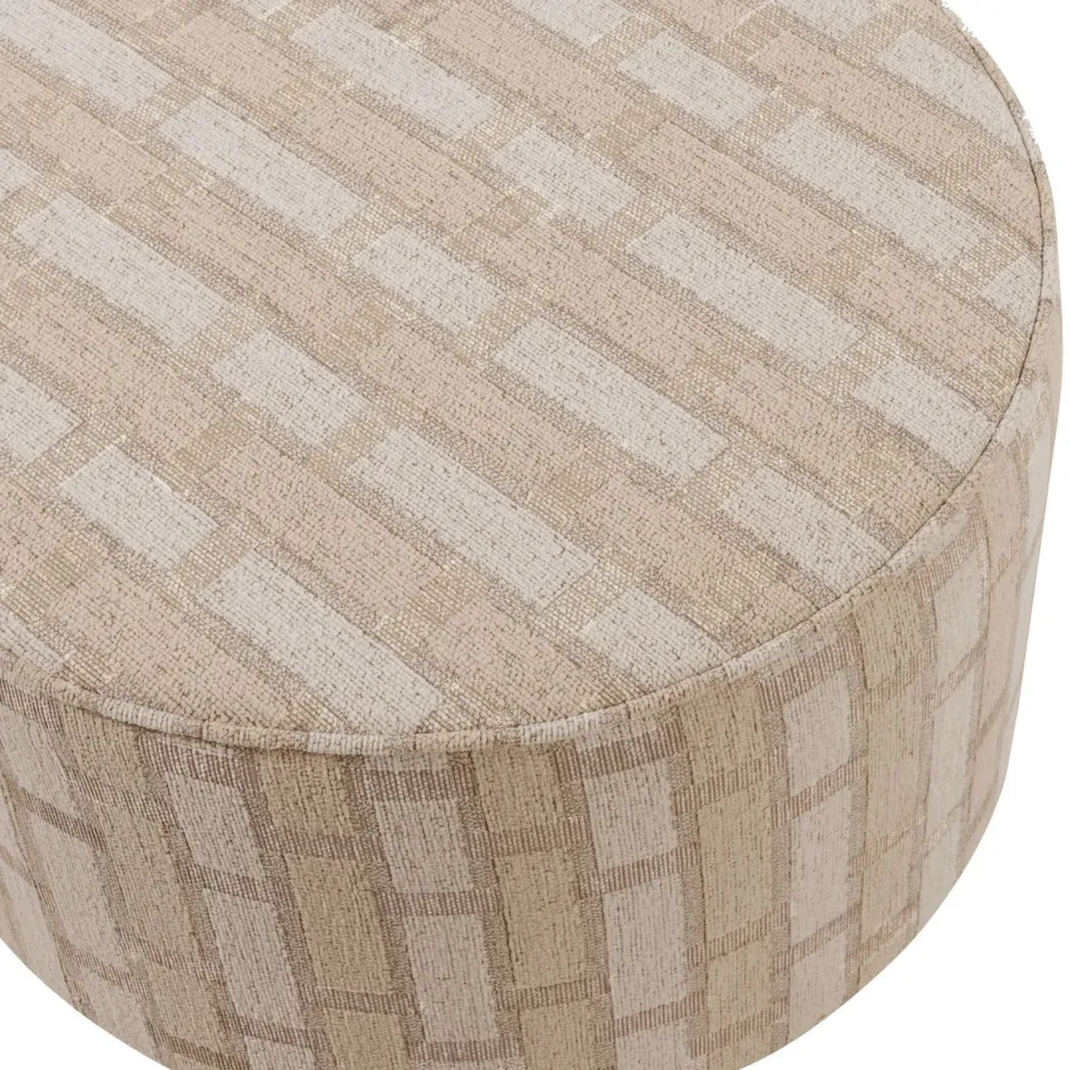 WOOOD Sarli Poef Laag Dessin - Chenille - Naturel/Beige - 36x60x60, foto 3