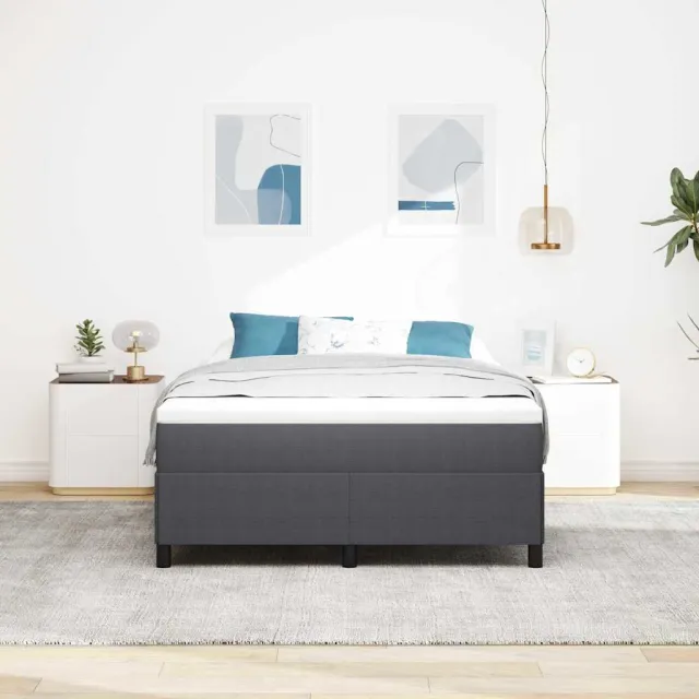vidaXL Boxspringbed Donkergrijs 160 x 200 cm Katoen Stof