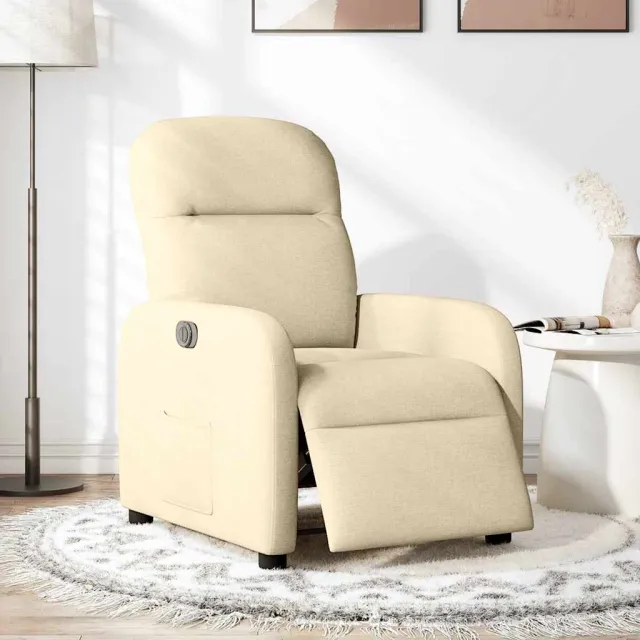 vidaXL Fauteuil verstelbaar elektrisch stof crèmekleurig