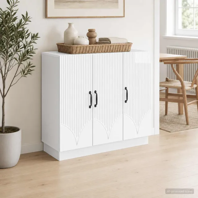 vidaXL Dressoir Hoogglans Wit 89 x 34,5 x 77 cm Bewerkt hout