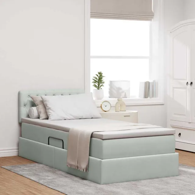 vidaXL Opslag bed met hoofdeinde Lichtgrijs 100 x 200 cm Fluweel grijs