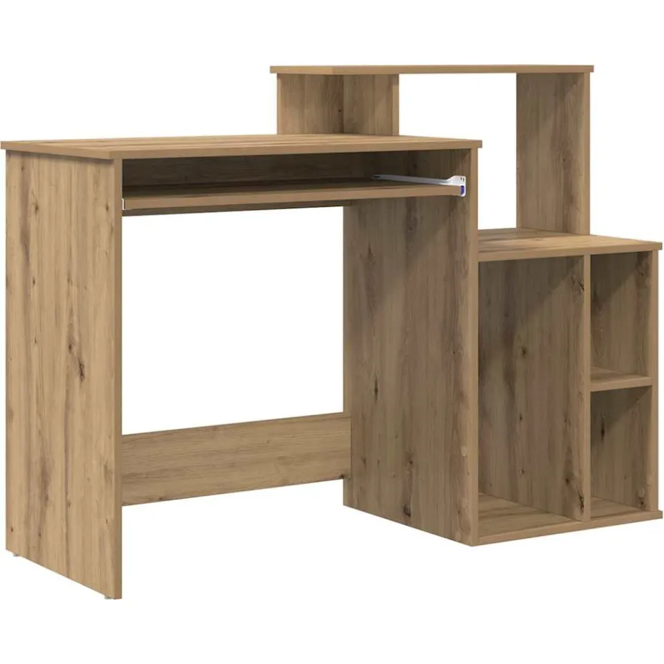 vidaXL Bureau Artisan Eiken 120,5 x 44 x 88,5 cm Bewerkt hout Bruin