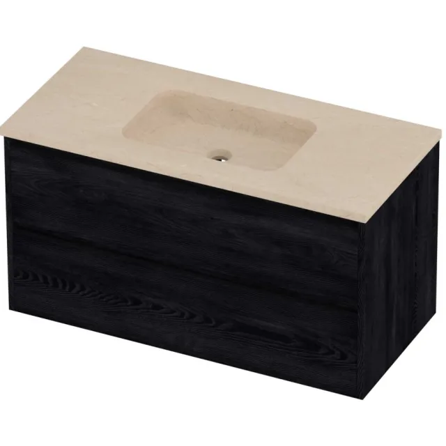 Proline Rollo Badmeubelset Hardsteen Elegant Symmetrisch 100x46x54 cm Sand Stone Black Oak Eiken