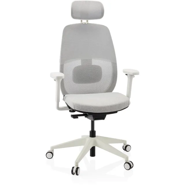 hjh office Ergonomische bureaustoel Skandis Pro met hoofdsteun grijs / wit frame hjh OFFICE